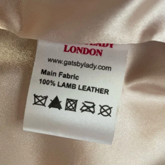 GatsbyLady London 100% Lamb Leather Cropped Moto Jacket Tan and Gold Hardware - Picture 8 of 13